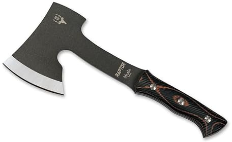 LO TRINCO YO Muela Hacha Raptor. Hoja de Acero MOVA (1.4116) de 17 cm. Mango Micarta Texturizada CNC para Caza, Pesca, Supervivencia y Bushcraft