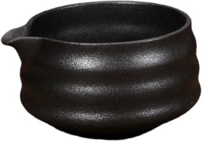 Gcljlmy Taza de té verde hecha a mano Matcha Bowl con escarcha fundida (negro)