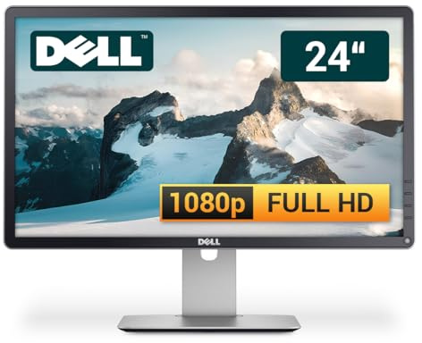 Dell P2414H 24 Zoll Business Computer Monitor, Desktop Gaming Monitor, Full HD (VGA - DisplayPort - DVI - USB-HUB - VESA), PC Bildschirm, schwarz/Silber (Generalüberholt)