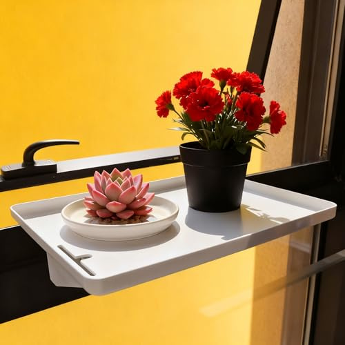 MJFENDAI Nachttischregal, Hängender Nachttisch mit Kabelhalter, Praktischer Ansteck Nachttisch für Bett und Etagenbett, Tablett-Organizer für Schlafzimmer, 32 * 23.5 cm, Weiß