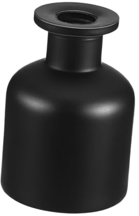 Uonlytech Botella Difusora de Aroma de Vidrio 150 Ml, Frasco Recargable de Aceite Esencial, Diseño Cilíndrico Mate Negro, Resistente, para Aromaterapia Hogar, Decoración Elegante, 1 Unidad