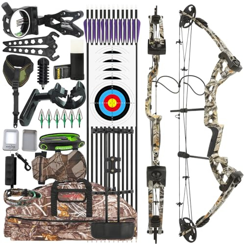 Kit arco compound per destrimani 30-55 libbre - Pronto all'uso con accessori completi per adulti/principianti | Caccia e attività all'aperto