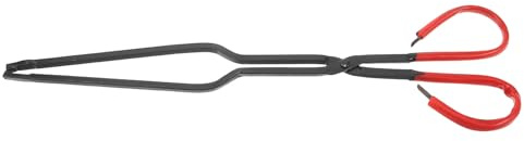 HAPINARY Pinzas para Chimenea de Metal Negro Mango Largo, Resistente a Altas Temperaturas y Agarre Seguro para Fogatas al Aire Libre E Interiores