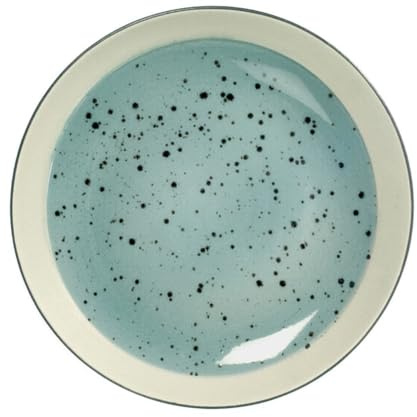 H&H set 6 piatti in stoneware mimosa azzurro fondo cm22