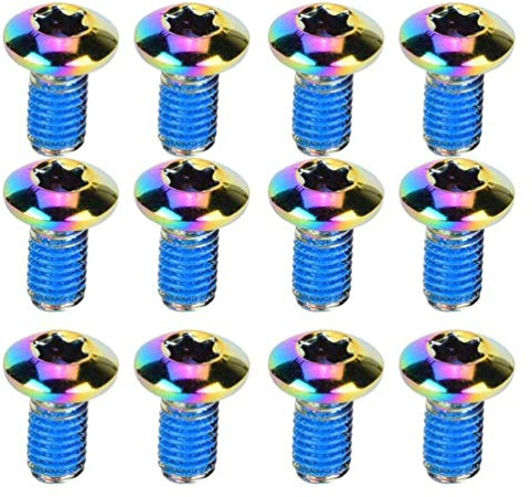 BESPORTBLE 12pcs Titanium Steel Brake Pad Screws for Mountain and Corrosion-resistant Disc Brake Fixing Screws Seven Colors Compatible