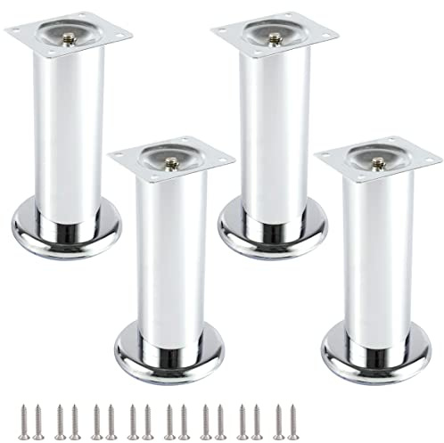 MixDora 4 x Furniture Foot Wardrobe Foot Bed Feet Couch Feet Sofa Feet Furniture Leg Base Chrome (150mm)