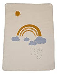 Fussenegger Babydecke mit Ihrem Wunschnamen Bestickt/personalisiert 75x100cm aus 100% Baumwolle aus kontrolliert biologischem Anbau (Regenbogen Creme)