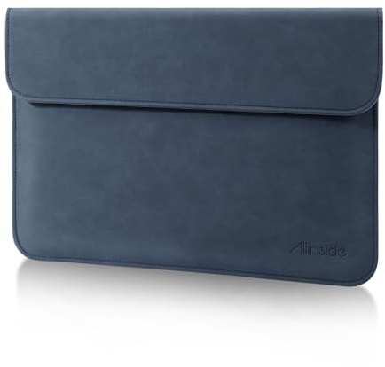 Allinside Funda Tipo sobre para portátil 13, Compatible con MacBook Air 13 2018–2026 / Pro 13 2016–2022 / Pro 14 2021–2026, diseño Horizontal, Cuero PU Mate Impermeable, Azul Marino