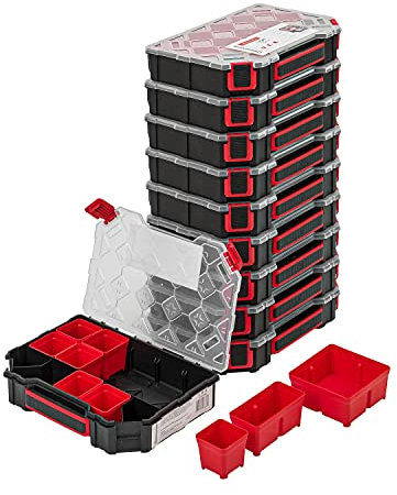 Lot de 10 boîtes de rangement pour petites pièces avec couvercle transparent - Boîte de tri - Boîte à outils - Boîte à outils avec compartiments amovibles