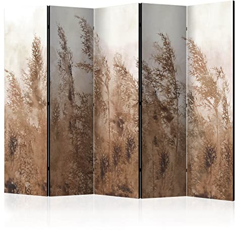 murando - Paravent Raumteiler Innen Pampasgras 225x172 cm 5-teilig Einseitig Raumtrenner Trennwand Holz Sichtschutz Spanische Wand Raum Abtrennung Trockenblumen Natur Botanik beige weiß b-A-0724-z-c
