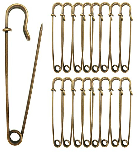 Urmspst 15 Pezzi Spilla da balia (Aggiornato), 10cm Spille da Balia Grandi, Spille di Sicurezza per Vestiti, Coperte in pelle, Gonne, Extra Large Spilla di Sicurezza Resistente (Colore Bronzo)