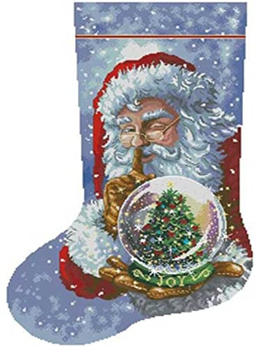 DIY Kreuzstich-Stickset zum Selbermachen, Teilstickerei, Weihnachtsstrumpf zum Aufhängen, Geschenk