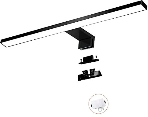 YIQAN LED Luz de Espejo 3000K Cálida Negro Mate 40cm, Baño 10w 800lm, Armario 3 Opciones de Montaje, Iluminación Cosmética