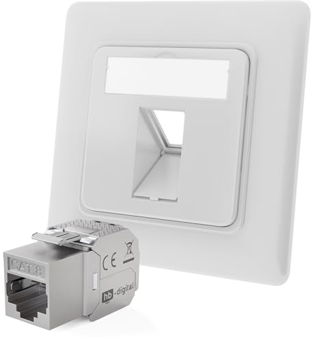 HB-DIGITAL 1-Port CAT 8 Netzwerkdose mit GHMT zertifiziertes werkzeuglos Keystone max. 40 GBit/s Unterputz Netzwerkdose RJ45 Buchse STP Geschirmt RJ45 Datendose LAN Dose - Signalweiß RAL 9003