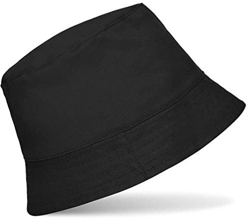 Hatstar Baumwoll Fischerhut mit Krempe | Sonnenhut | Sommerhut | Gartenhut | Anglerhut | für Damen und Herren (schwarz)