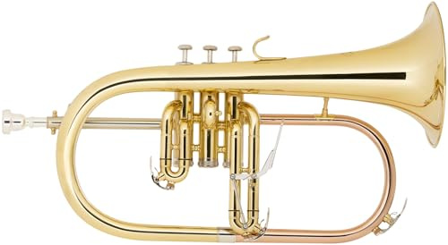 Classic Cantabile FL-26L Flügelhorn lackiert, Modell: FL-26L, Stimmung: Bb | 3 Perinetventile, Durchmesser Schallstück: 152 mm, Bohrung: 11, 2 mm, USA-Schaft, Komplett aus Messing gefertigt, Philosophie