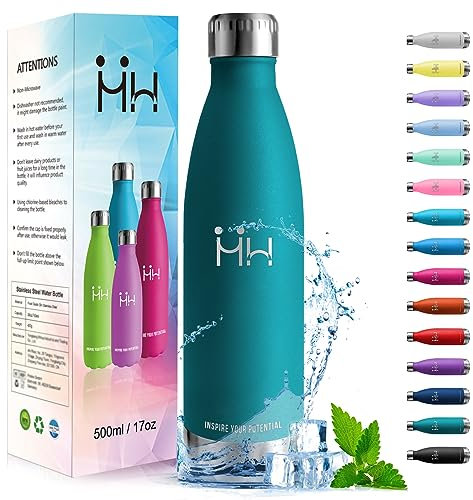 HoneyHolly Borraccia Termica, Doppia Parete Bottiglia Acqua in Acciaio Inox - 500ML - Senza BPA, Antigoccia, per Palestra, Scuola, Sport, Ufficio
