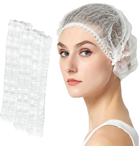 JSKWIKE 30 Pcs retine per capelli monouso circonferenza 52 cm retine monouso bianco in PP per la cucina, cuffietta come accessorio medico, copricapo, retina per capelli monouso per uomo/donna