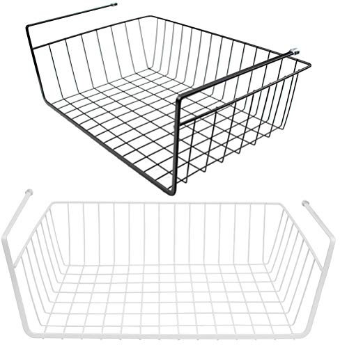 Lawei 2er Set Unterregal Hängekorb aus Draht Regaleinhängekorb Metall Hängekorb Schrankkorb Regal Unterregal AufbewahrungsKorb für Küche Büro Schrank Bad
