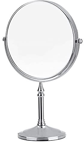 BaHeLs Standspiegel, 8-Zoll-doppelseitiger Messing-Kosmetikspiegel mit 3-facher/5-facher/7-facher/10-facher Vergrößerung, drehbare Tisch-Rasierspiegel, Gold, 5-Fach (Gold 10-Fach) (Chrom 5-Fach)