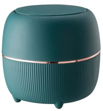 Koomuao Jumuao Mini Poubelle de Bureau en Plastique, Corbeille à Papier Petite Poubelle de Table avec Couvercle à Bouton-Petite Hermétique Anti-Odeur pour Salon, Chambre, Cuisine, Bureau (Bleu)