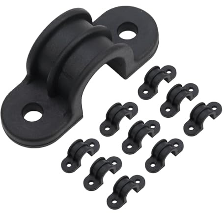 Mewutal 10pcs 3/4 Inch PVC Pipe Straps U Shape Plastic Conduit Pipe Strap Clamps 2 Holes Pipe Clips Black Conduit Clips for Pipe Tube Cables (19mm)