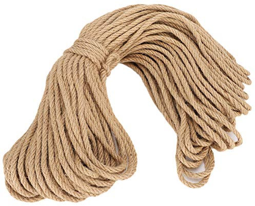 Sisal Rope - 0.23 in Heavy Duty Thick Twine, DIY Scratching Toys Scratch Board for Cat Scratcher Post Tree, Garden, Binding, Crafts Packing Material - Pet Cat Supplies (6mm 50m)
