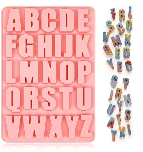 Silikonform Buchstaben, 26 Silikonformen Gießformen Buchstaben, A-Z Alphabet Silikonformen Gießformen，Letter Cake Backform für DIY-Formen, Kuchen, Backen, Schokolade, Eisbrocken, Fondant.