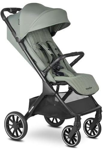 Easywalker Jackey² XL Buggy 0-22 kg – ergonomisch geformter Oval-Griff, XL-Räder Ø 18/20 cm für Stadt & Park, geräumige Sitzeinheit, automatisch faltbar – Agave Grün
