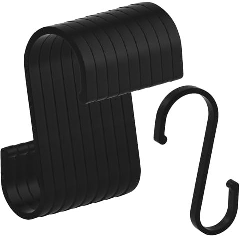16 Pièces en Aluminium, Crochets en Forme de S à Petite et Grande Tête, Antirouille pour la Cuisine, la Salle de Bain, la Chambre à Coucher, le Bureau (Noir)