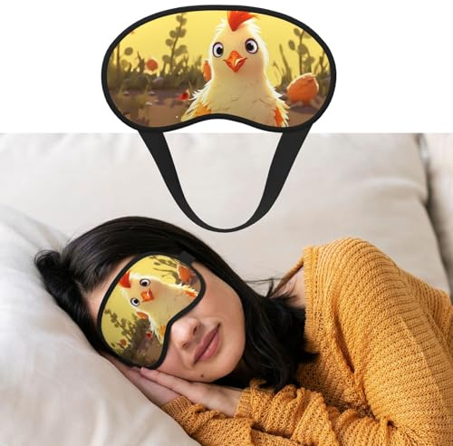 Weiche Schlafmaske, bequeme Verdunkelungs-Augenmaske mit verstellbarem Riemen, Huhn, Küken, Augenschattenabdeckung für Damen und Herren, tiefe Erholung, Reisen, Arbeit, Zuhause