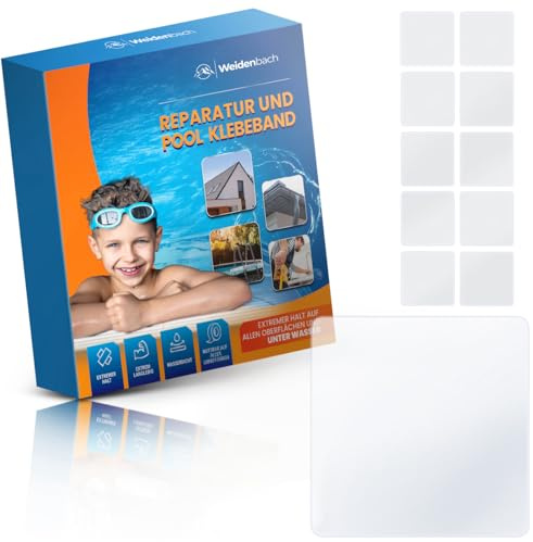 Weidenbach Pool Reparaturset - starkes und wasserdichtes unterwasser Klebeband - langlebiger Unterwasserkleber - Flickzeug für alle Pooloberflächen (Transparent, 10 x Tape 10 cm x 10 cm)