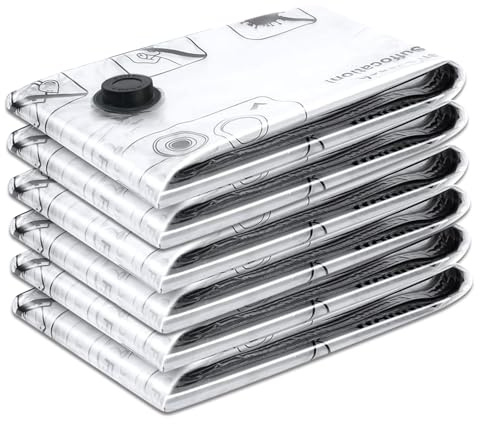 iWarmbase 6 Pezzi Buste Sottovuoto Vestiti（60x40cm）Sacchetti Salvaspazio Sottovuoto, Sacchi Sottovuoto Vestiti per Armadi,Valigie,Lenzuola,Cuscini,Coperte,Viaggi,Traslochi