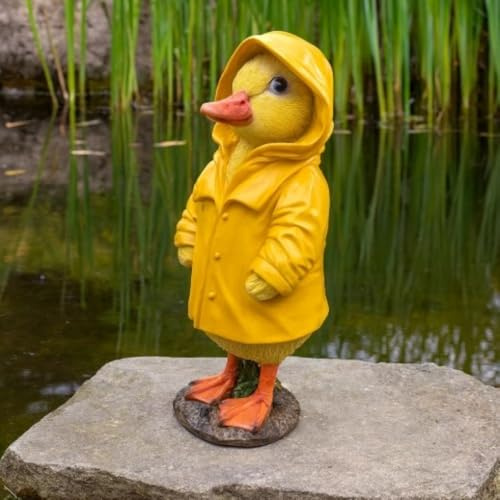 Online Fuchs Gartenfiguren für außen - süße Enten im Regenmantel aus Kunstharz (Polyresin) - 22 & 31,5 cm groß - Teichdekoration, Dekofiguren für den Innen- und Außenbereich (31,5 cm)