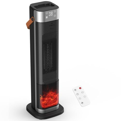 2000W Electric Heater, Energy-efficient Ceramic Fan Heaters with Remote Control, 70° oscillation, 12H Timer, and Overheat Protection – Experience the Safe Wood Stove Effect in Your Bedroom