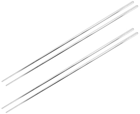 Hohopeti 2 paia Bacchette Cinesi in Acciaio Extra Lunghe Antiscivolo per Cucina e Hot Pot Riutilizzabili per Cucinare Noodles e Sushi