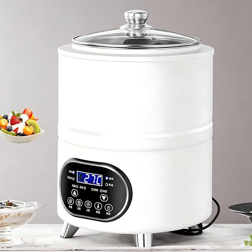 Yogurtiera Elettrica Con Capacità 8L/12L, Macchina per Yogurt Dotata di Display LCD, Controllo del Tempo e della Temperatura per Yogurt Senza Zucchero Fatto In Casa e Yogurt Greco White-12L