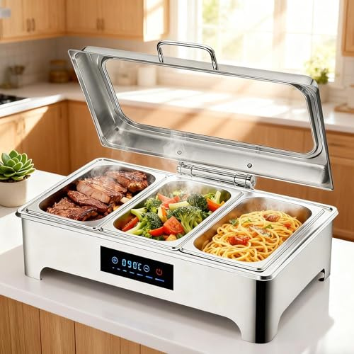 Aocay 9L Chafing Dish Buffet Elettrico, Acciaio Inox Scaldavivande Elettrico Buffet Professionale, Scalda Cibo per Buffet con Temperatura controllata per Buffet, Feste, Catering(1/3)