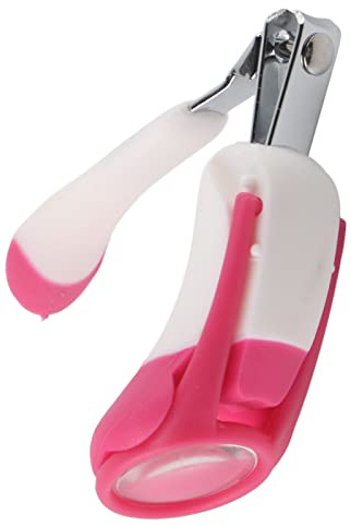 BONKZEBU Cortauñas para Bebés con Lupa, de Silicona Suave, Cabezal Cortador de Acero Inoxidable, Seguro, Fácil de Usar, Herramienta para el Cuidado de las Uñas para Recién Nacidos y Niños (Rosa)