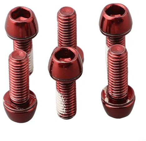 Yuanpgky Disc Brake Caliper Bolts M6*18mm 6-Piece Fixing Screws for Bike Disc Brake Caliper Compatibility with Steel Construction and PVD Coated Finish(Red)
