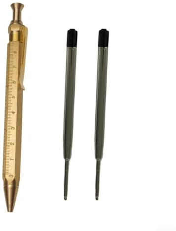 Honseadek Messing-Kugelschreiber mit gleichmäßigem Schreiben, kompatibel mit G2-Minen, elegantes Gold-Finish für Business, Büro, Studenten und kreative Verwendung (B-Typ + Minen)