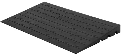 Aptliton Rubber Threshold Ramp for Wheelchair & Scooter, 3 Inch Rise, 3 Channels Cord Cover, 2500 Lbs Load Capacity Angled Entry Ramp