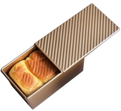 BESPORTBLE Stampo antiaderente per plumcake da 450 grammi con coperchio dorato teglia per pane in cassetta e toast in acciaio alluminato per preparazioni casalinghe di pane tostato