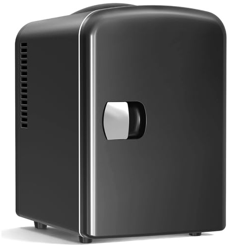 Antarctic Star 4L/6 Can Portable Mini Fridge,Personal Compact Refrigerator,Small Cooler for Food,Drinks or Skin Care, AC/DC for Bedroom, Car, Office & Dorm, Black