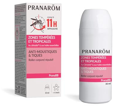 Pranarôm PranaBB Aromapic Roller Anti-Moustiques et Tiques 30 ml | Protection naturelle pour toute la famille, formule douce adaptée aux enfants. Format roller pratique. Dès 6 mois.