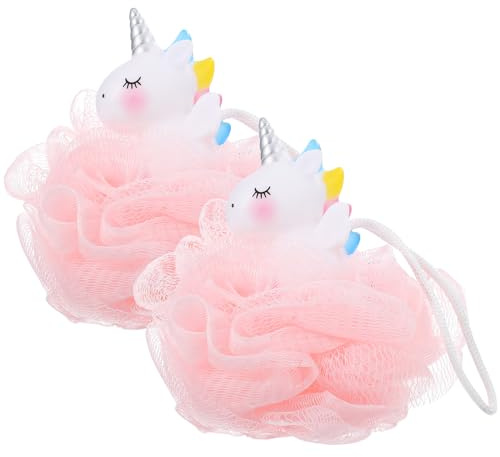 RUNROTOO Esponja Unicornio Exfoliante Corporal 2 Piezas para Baño Infantil Espuma para y Niñas Limpieza Efectiva