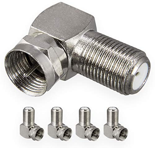 HB-DIGITAL 5x Winkel-Adapter für SAT Anlagen F-Stecker (SAT, männlich) auf F-Buchse (SAT, weiblich) rechtwinklig Ecke Steckverbinder 90° Grad F-Winkeladapter