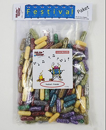 Shit the Glitter - Paquet festival (environ 60 g de pilules à paillettes) pour l'été et le plaisir de votre vie. Rendez les toilettes une mission colorée, aide à la motivation, article amusant