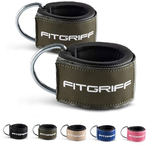 Fitgriff® Fußschlaufen V2 (stark gepolstert) - für Fitness Training am Kabelzug - Ankle Straps Fußfesseln für Damen und Herren