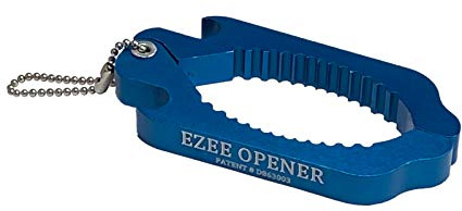 Ezee Opener - (Blue) Aluminum Keychain Multi use opener - perfect for arthritis and weak hands - opens to 2 1/2 dia.